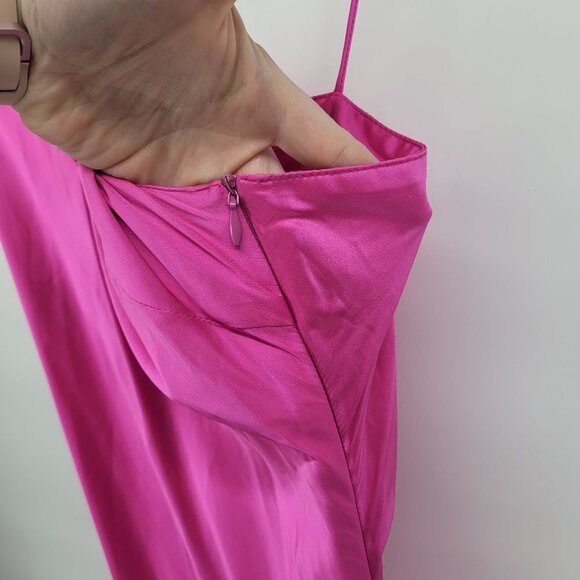 O.p.t. womens small pink Dona satin slip maxi dress polyester blend barbie - Picture 6 of 14